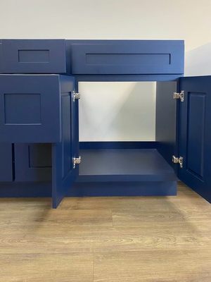 Navy Shaker Cabinets