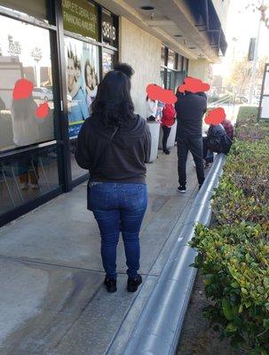 Line outside for scheduled appointment time.