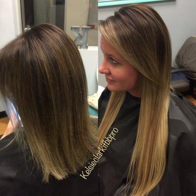 Before and After!  Darker ombre with tape in extensions