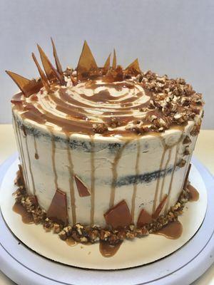 Chocolate Cake with Brown Sugar Buttercream, Candied Pecans and Caramel Gluten & Dairy Free