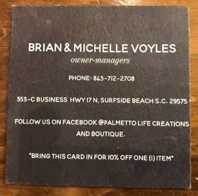 Back of business card