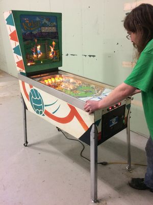 Tony, my assistant technician is playing a 1966 Chicago Coin Kicker Pinball Machine after doing some minor repairs to it.