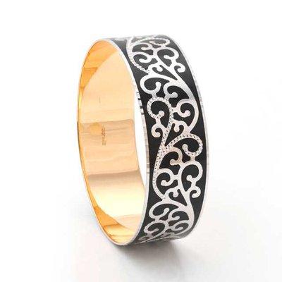 22kt yellow and white gold bangle with black enamel!