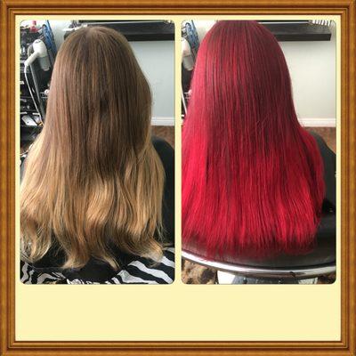 Took this beauty from natural to Ariel red!