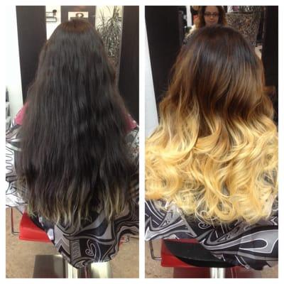 Ombré before and after.