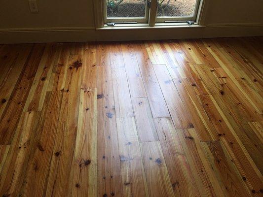 We can furnish and install heart pine flooring in widths from 2-1/4" up to 10" wide