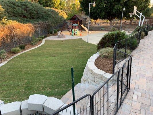 Stairs and retaining wall.