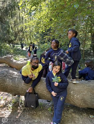 Our seventh-grade leaders supporting second-grade in the park.