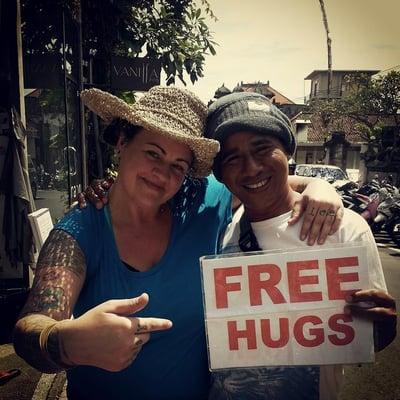 I met this guy in Bali...we had a lot in common...especially FREE HUGS!