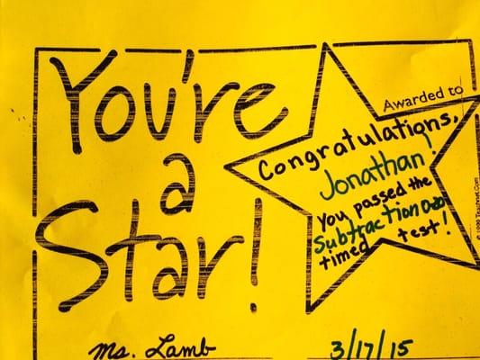 My Jonathan is a Star Student !!