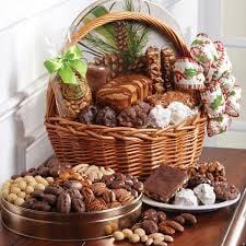 Gift Baskets and Tins filled with a variety of fudge and pecan candies.