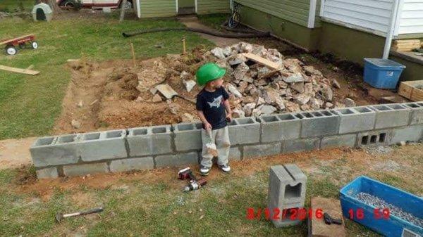 I was remodeling my porch and my son was helping me