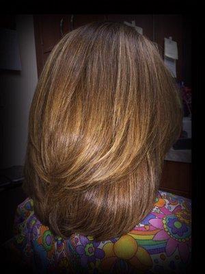 Long layers, Highlights, Copper, Golden and Blonde!