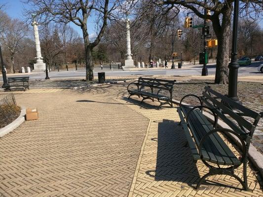 1939 NYC World's Fair benches in Bartel Pritchard Square