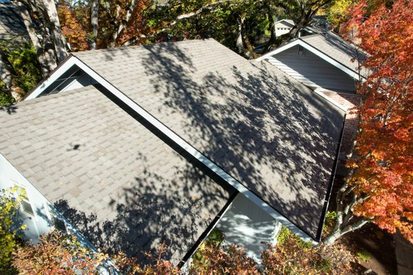 We installed a Pabco wethered wood roofing system on this Multi layered roofing system tucked away near the Rogue Valley Country Club.