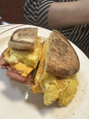 Taylor ham, egg, cheese on English muffin