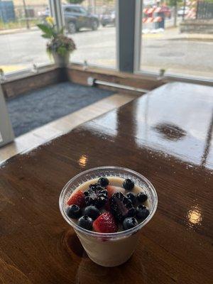 Vegan panna cotta with berries