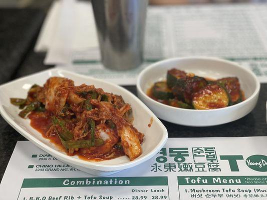 Small plates. The kimchi is very spicy.