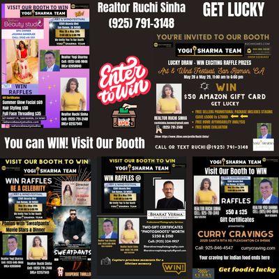 GET RAFFLE LUCKY - WOW!! Win raffle prizes offered by these outstanding Bay Area businesses. Yay!! Realtor Ruchi Sinha