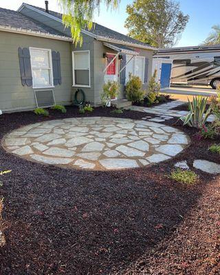 Natural stone landing by our landscape crew.