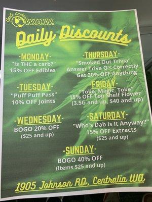 Membership weekly discounts