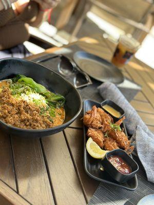 Naupaka "Dan Dan" Noodles and Fried Coconut Shrimp