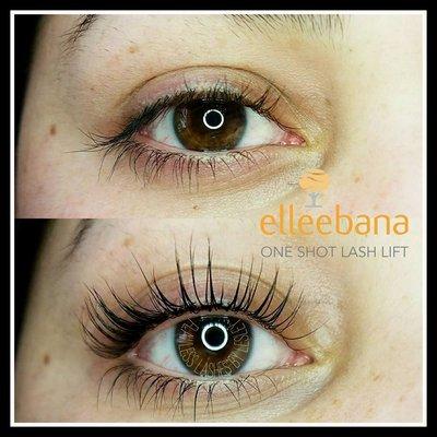 Before and after of a Lash Lift and Tint by our Elleebana Certified Artist - Lesley Baker.