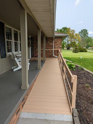 Finished stain paint on the handicap ramp.