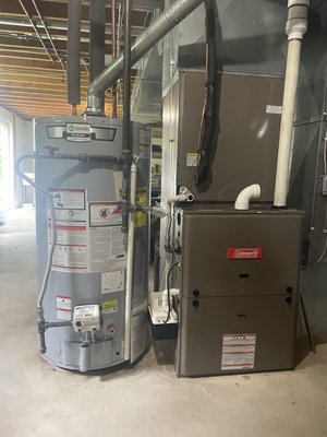 Brand new Coleman furnace (100k btu) and 4 ton coil install, along side a new AO Smith 50gal water heater! Another happy customer!!