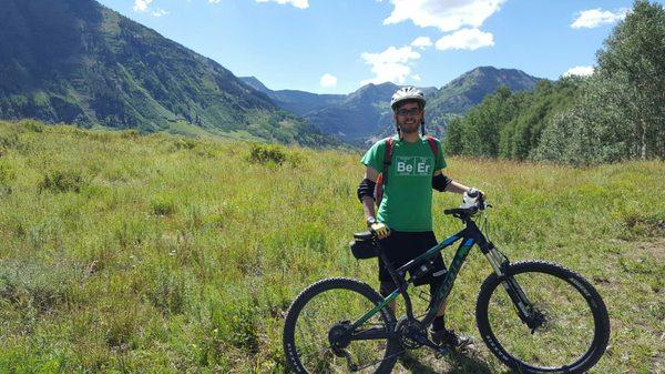 My son with his kona from big als on lupine trail