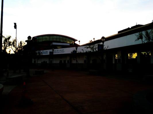 A view of the gymnasium and classrooms from the field.