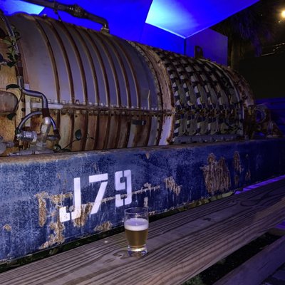 A genuine General Electric J79 jet engine seating bench!