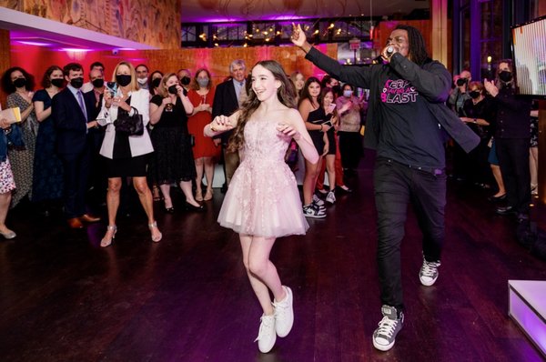 Bat Mitzvah girl Karen having the time of her life with our dj and dancers (and more) at the Bryant Park Grill NYC