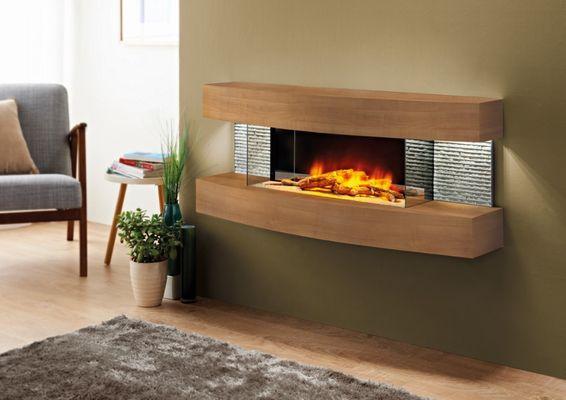 Floating Fireplace- comes in Oak, white, and black.