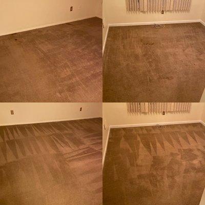 A before and after of carpet cleaning. They came out great compared to what they use to look.