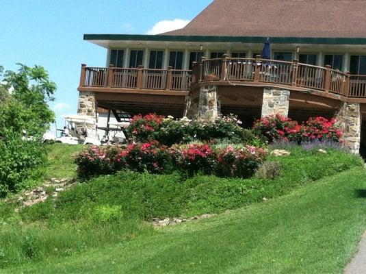 Golden Oaks back terrace, one of the best outdoor eating spots overlooking The Golden Oaks  Golf Course!