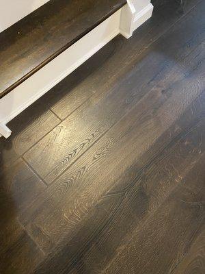 Stairs custom stained to match floors