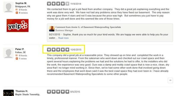 5-Star Reveiws on Yelp