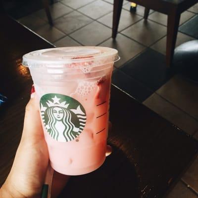 Strawberry Acai Refresher with coconut milk instead of water! New summer favorite... so so refreshing.