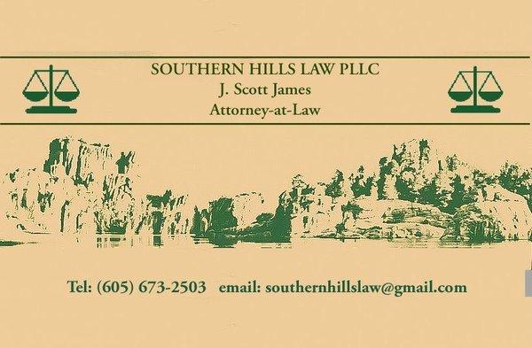 Southern Hills law business card featuring Sylvan Lake