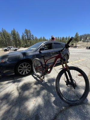 The car as I mobbed it up the mountain pinned.