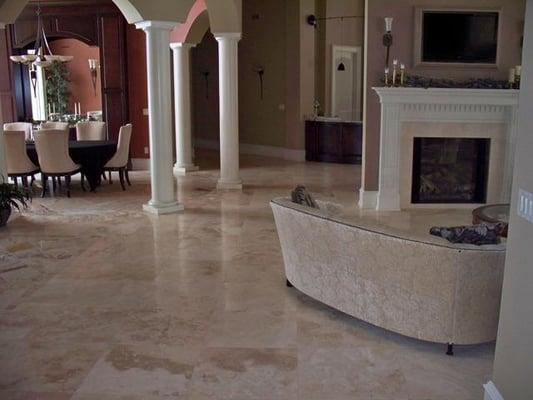 Travertine floor tile