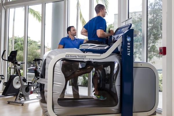 Anti-Gravity treadmill only at Fox Physical Therapy. One of the few in South Florida.