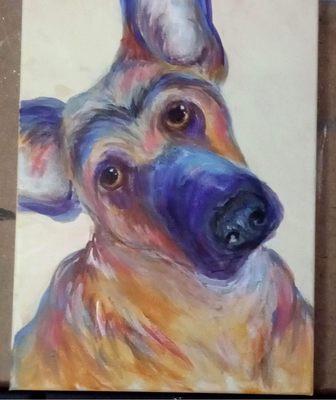 German Shepherd painting