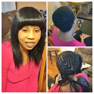 Weave installed on very short hair by me