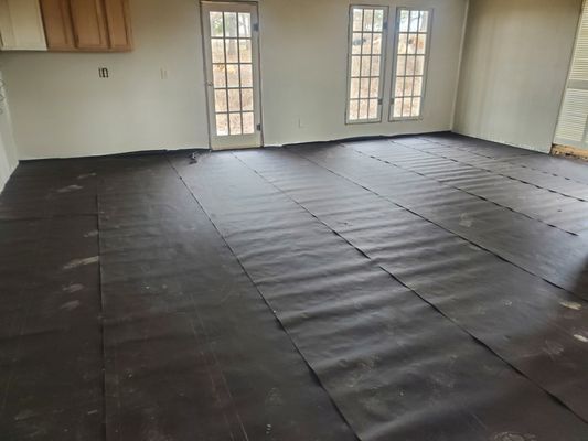 Felted subfloor ready for flooring