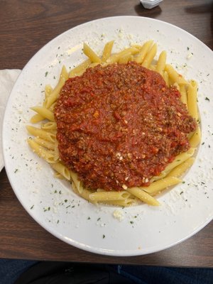 Ziti with meat sauce