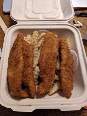 Walleye fish fillet dinner