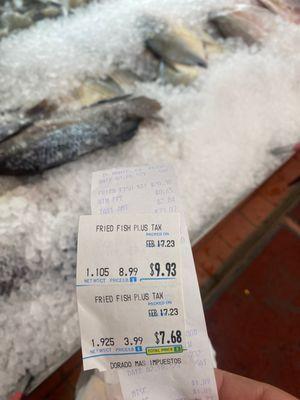 Price for fry fish and baby octopus