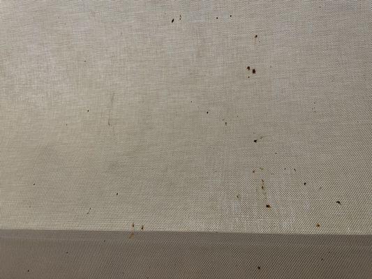 Previous tenant's blood on my bedroom window shade that was not cleaned or replaced before I moved in.